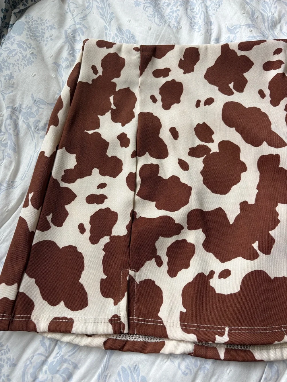 Brown Cow-Print Mini Skirt - Girls